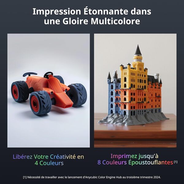 ANYCUBIC Kobra 3 Combo Imprimante 3D Multicolore FDM(4couleurs) 600 mm/s Impression Haute Vitesse, Haute Précision, Nivellement Auto LeviQ 3.0, Taille d‘Impression 250 * 250 * 260mm
