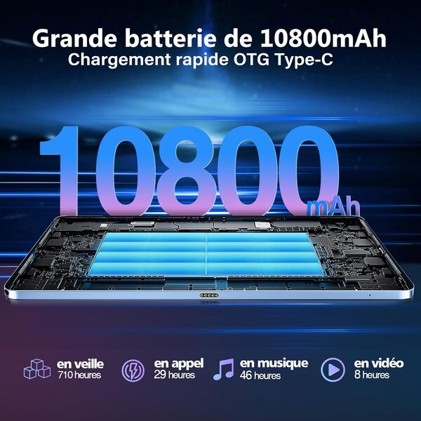 DOOGEE T40PRO Tablette avec Clavier Helio G99,Tablette 12 Pouces 20GO RAM 512GO ROM(TF 2TB),Tablette Android 14 Batterie de 10800mAh,Écran 2.4K/16MP+8MP/4 Haut-Parleur/7.6mm Corps/Double SIM/GPS