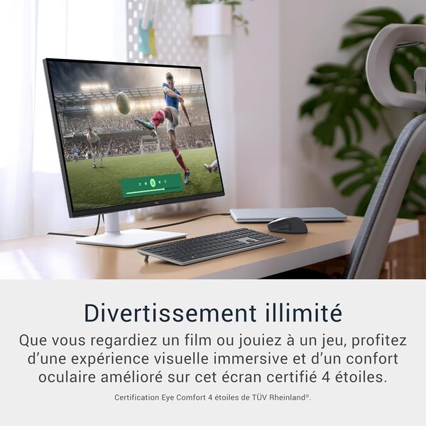 Dell 27 Plus Écran PC - S2725QS, 4K UHD (3840x2160), 120Hz, IPS, 4ms, AMD FreeSync Premium, 99% sRGB, Réglage en Hauteur, Haut-parleurs intégrés, DisplayPort, 2 HDMI, Garantie 3 Ans