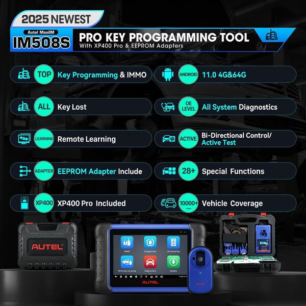 Autel Programmeur Clé MaxiIM IM508S PRO avec XP400 PRO, 2025 Identique à IM608 PRO 2/IM608S II, Amélioré IM508, Valise Diagnostic Auto Bidirectionnel, Modes Intelligent&Expert, 3000+ Test, 40+ Service