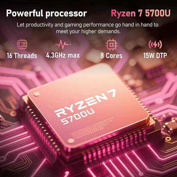 15.6-inch Ordinateur Portable, Win11 Laptop Gaming, Processeur R7-5700U,16GB RAM+1TB SSD,FHD 1920 * 1080, Déverrouillage par Empreinte Digitale, Clavier rétroéclairé pour Notebook, 6000mAh