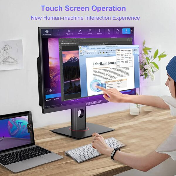 DREAMFYRE 23,8 Pouces Ordinateur de Bureau Tout-en-Un Écran Tactile Core i7 8 Go RAM 512 Go SSD PC 1920 x 1080 FHD réglage Libre de la Hauteur Support Wi-FI Double Bande, BT 4.2, Noir