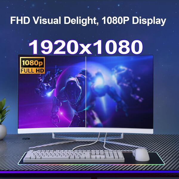 DREAMFYRE Ryzen 7 3700U Ordinateur de Bureau Tout-en-Un avec écran incurvé FHD 27