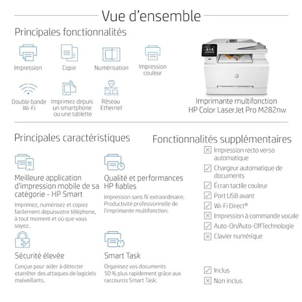 Découvre les points forts de la HP Color LaserJet Pro M282nw dans notre test : performance, polyvalence et qualité couleur au rendez-vous, idéale pour les professionnels et les particuliers.