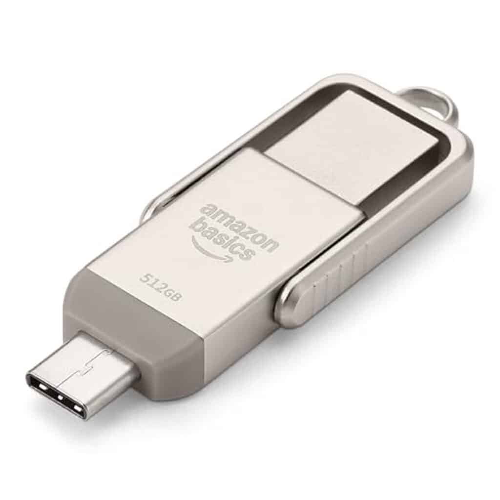 Test de la clé USB Amazon Basics : double port 512GB, champagne argenté