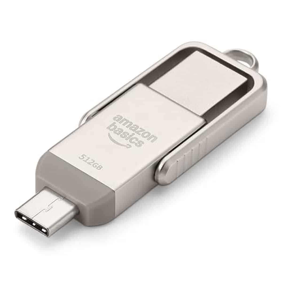 Test de la clé USB Amazon Basics : double port 512GB, champagne argenté