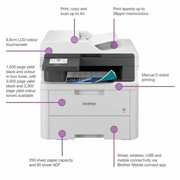 Test détaillé de l'imprimante Brother DCP-L3560CDW : découvrez ses performances LED 26 ppm, sa connectivité Wi-Fi et ses fonctionnalités d'impression pour les professionnels. 