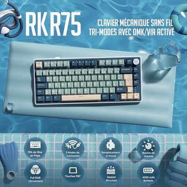 Découvrez notre test complet du clavier gamer RK Royal Kludge R75 : performance sans fil, réactivité exceptionnelle et confort de frappe pour vos sessions de jeu. 